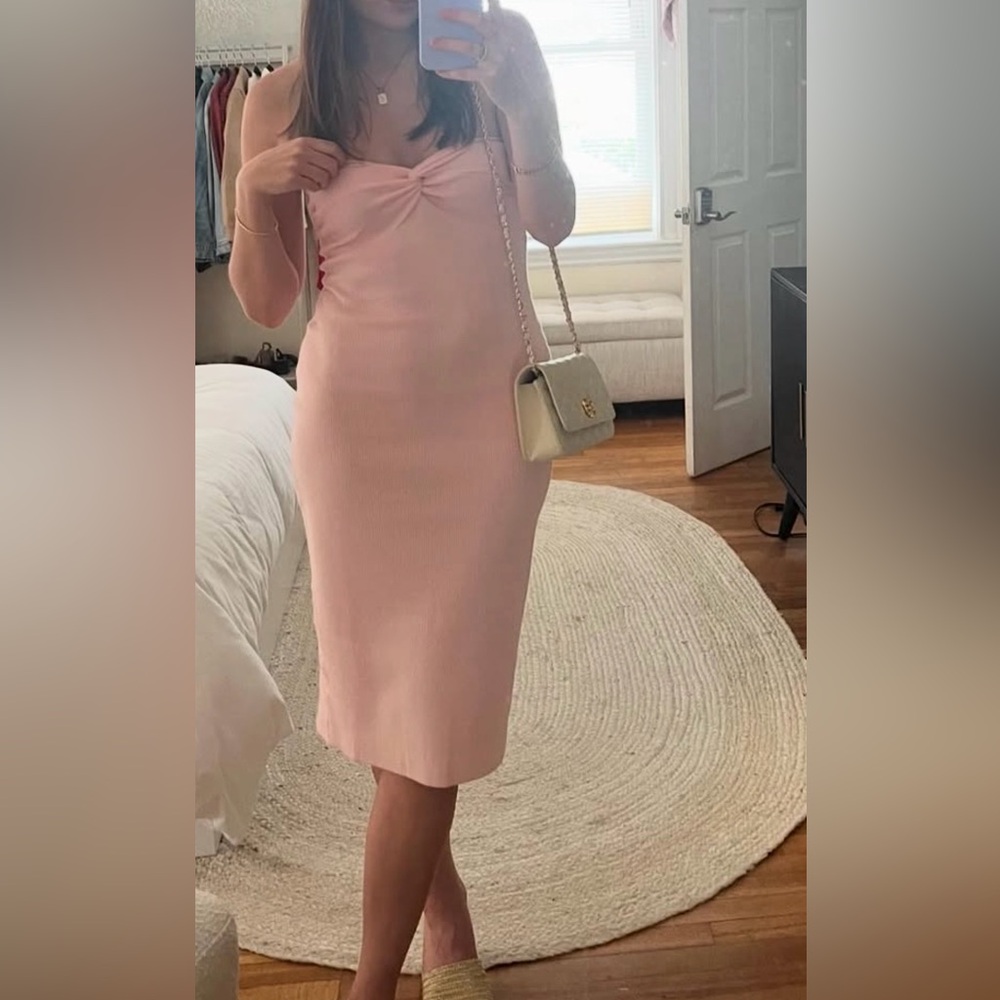 Knitted Bodycon Midi Dress with Back Slit